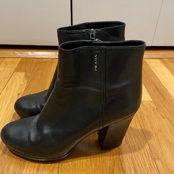 Prada Shoes - PRADA Black Heeled Ankle Boots Size 9.5W